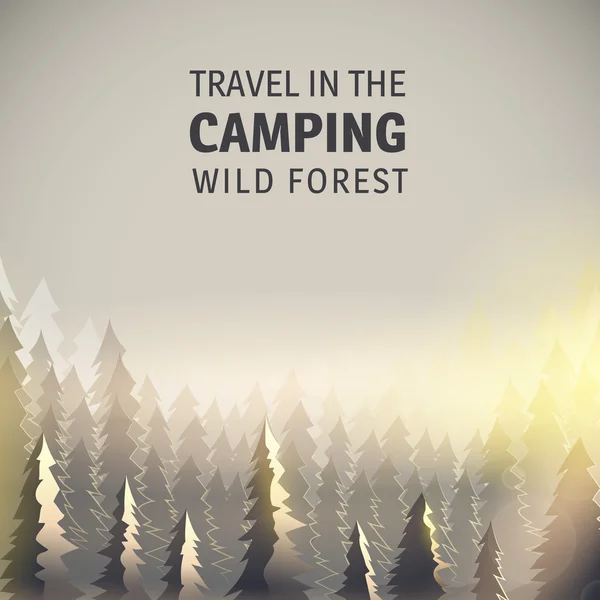 Camping, wilde bos en fauna. — Stockvector