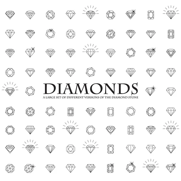 Diamantes, un gran conjunto de diferentes versiones — Vector de stock