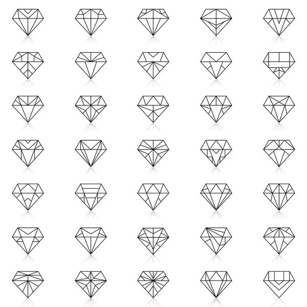 Conjunto de iconos diamantes  , — Vector de stock