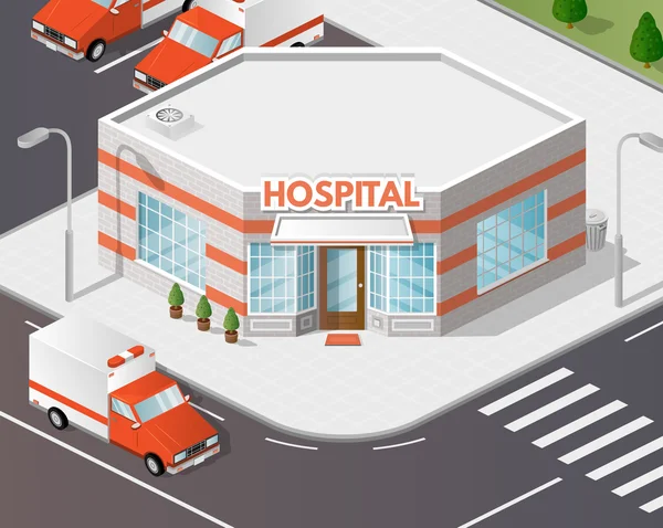 Illustration des bâtiments hospitaliers . — Image vectorielle