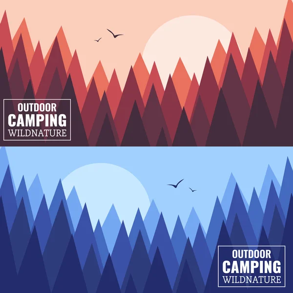 Camping, forêt sauvage et faune sauvage . — Image vectorielle