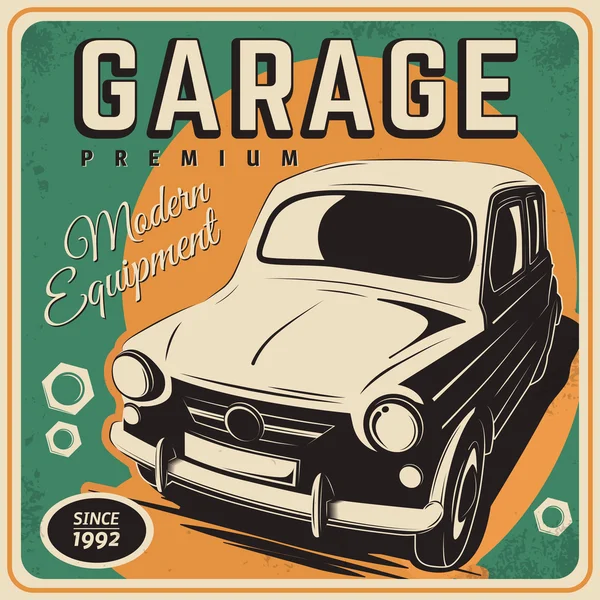 Vintage plakat, warsztat samochodowy. — Wektor stockowy