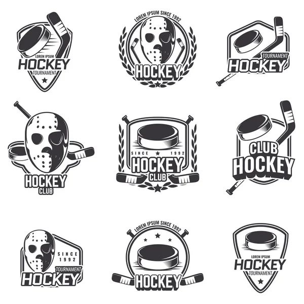 Set sport logo's voor hockey. — Stockvector