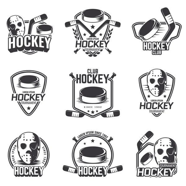 Set of sports logos for hockey. — Stock Vector