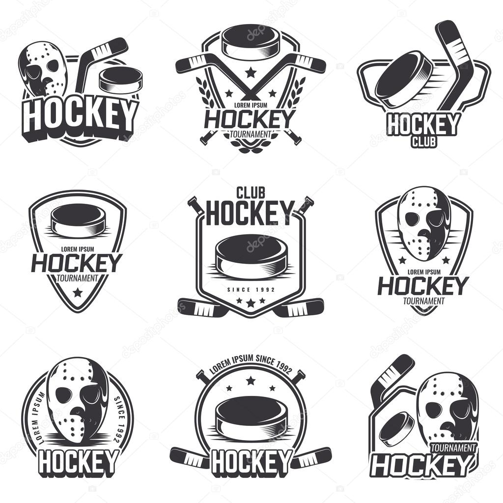 Set of sports logos for hockey.