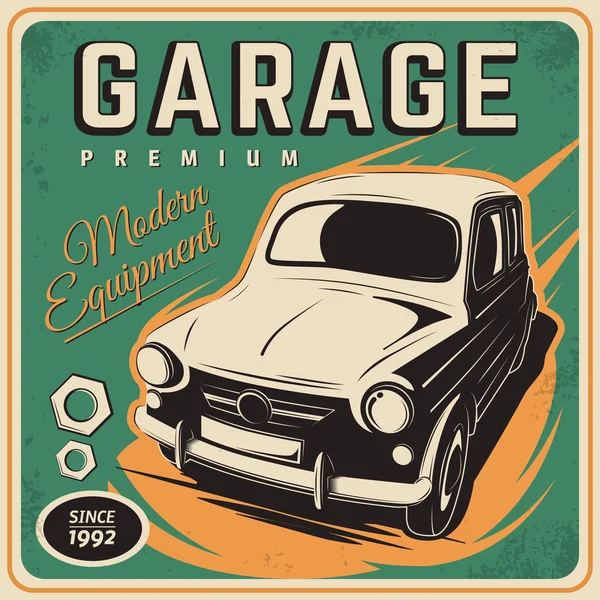 Cartaz vintage, reparação de automóveis . —  Vetores de Stock