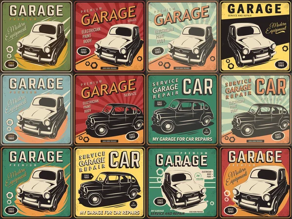 Affiche vintage, réparation automobile . — Image vectorielle