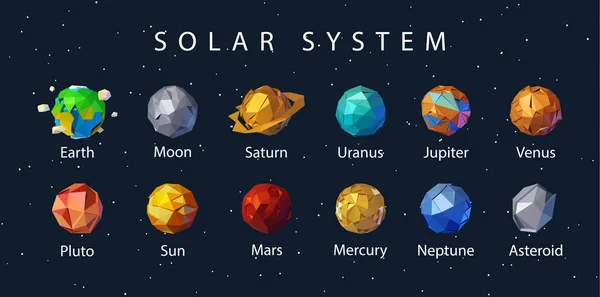 Vektorunterschied Planet des Sonnensystems. — Stockvektor