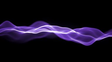 Akan mor dalgalar ve dijital parçacıklarla parlayan soyut animasyon. Kusursuz ve fütüristik, teknoloji, yapay zeka veya uzay temalı görseller için mükemmel..