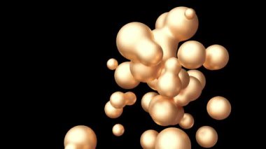 Döngülü animasyon tasarımı, 3 boyutlu sıvı küreler, altın yumuşak eğimler ve modern efekt. Canlı renkleri ve pürüzsüz bulanıklığı olan fütürist soyut arkaplan.