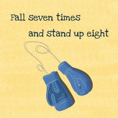 Boks mavi eldiven simgesi sarı arkaplan vektör çiziminde izole.