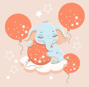 Bulut konseptinde şirin bir fil.