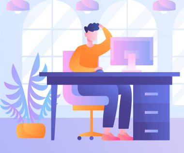 Bilgisayar konseptinde genç işadamı