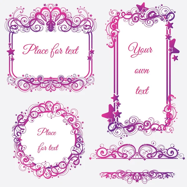 Set of beautiful swirl frames and borders — Stock Vector