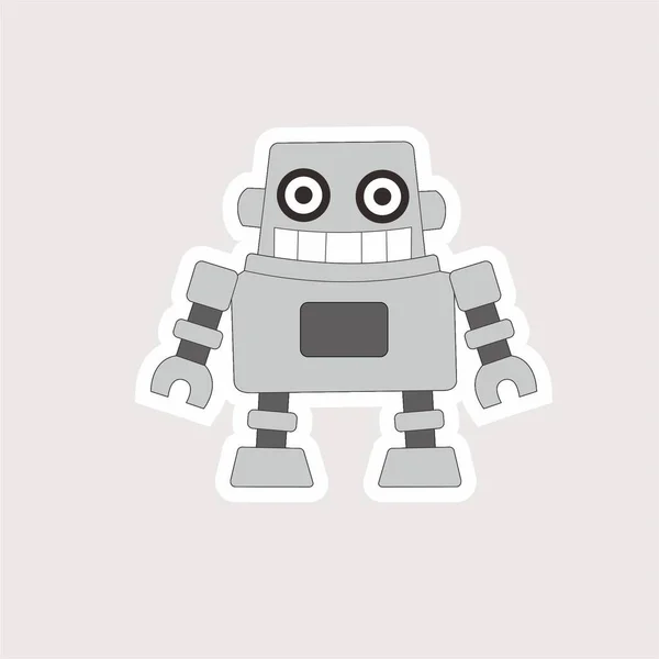 Divertido Personaje Dibujos Animados Robot Azul Aislado Sobre Fondo Gris —  Fotos de Stock