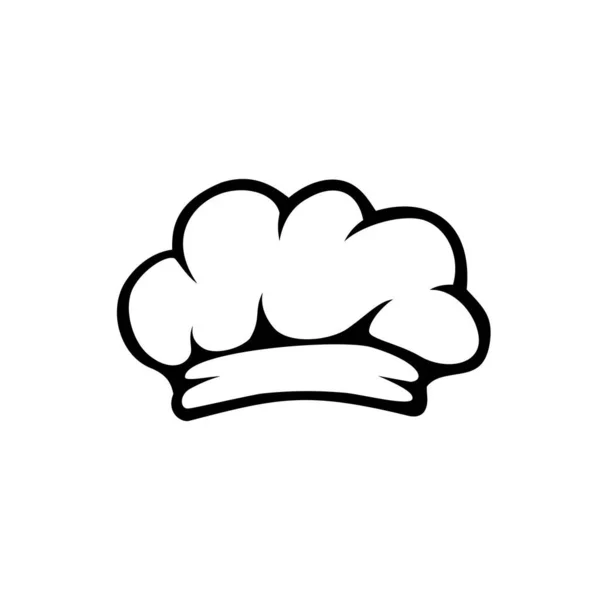 Hat chef. Outline logo. Kitchen icon. Black sign. Cap chef, Chef illustration. White Background