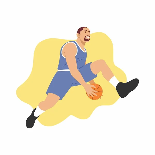 バスケットボール選手はボールと遊ぶ 空中に飛び込め プロバスケットボール選手 — ストック写真
