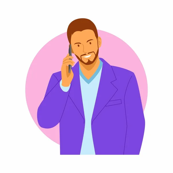 Мужчина Костюме Отвечает Звонок Своего Клиента Бизнесмен — стоковое фото