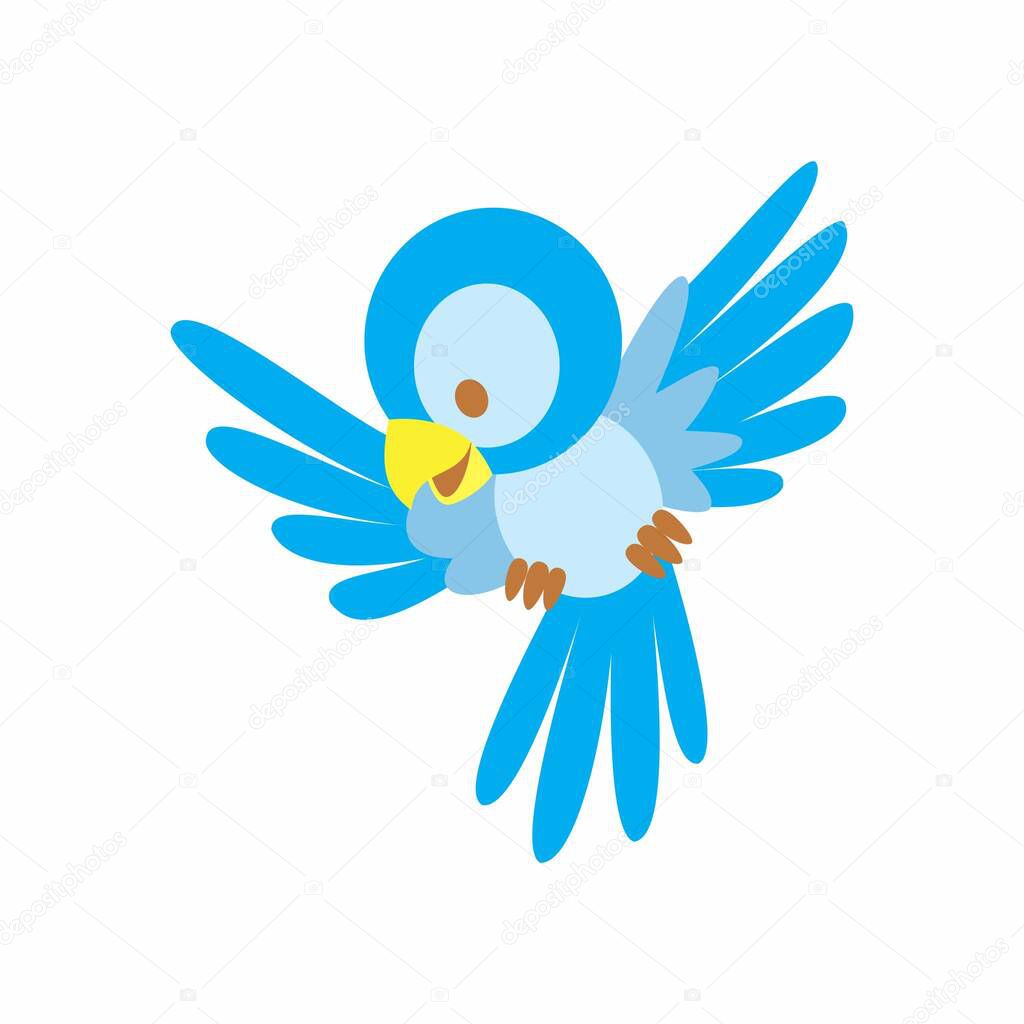 Bird fly in the sky. flat style. Blue flat color on white background