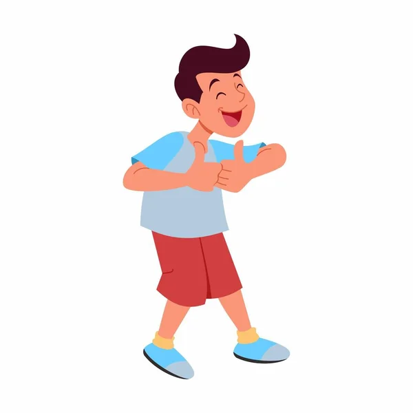 Illustration Boy Dancing Fun While Raising His Two Thumbs White — Stock Photo, Image