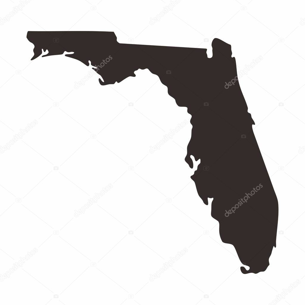 Florida map. Simply and Flat design. silhouettes blank map on white background.