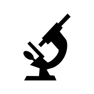 Mikroskop simgesi siyah renk. Basit düz tasarım. 