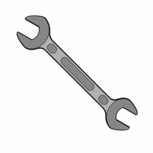 Llave Inglesa Ilustración Metal Contrucción Reparación Herramientas Diseño Color Plano — Vector de stock