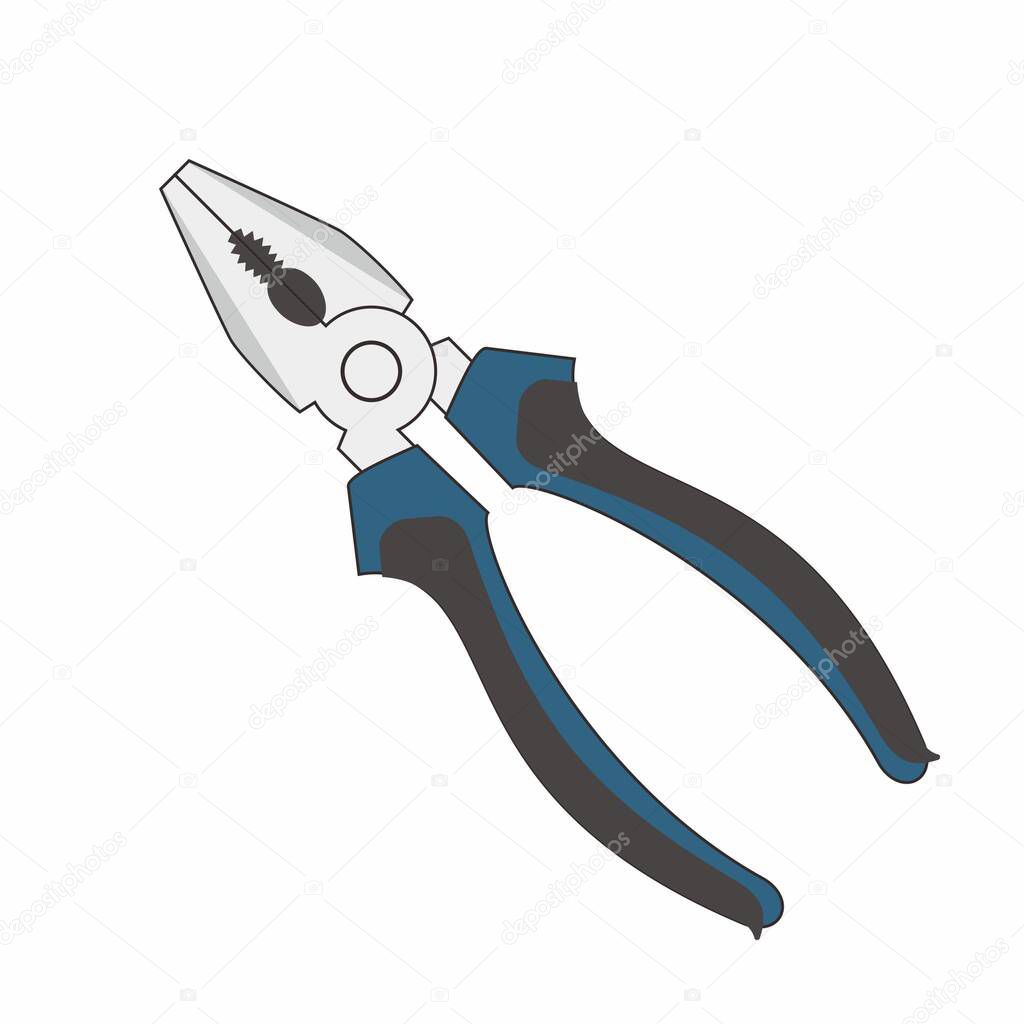 Cutting pliers combination illustration. With blue and black handles. Tool repair contruction