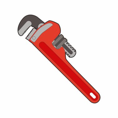 Boru anahtarı. Alet tamir mekanizması. Düz renk tasarımı