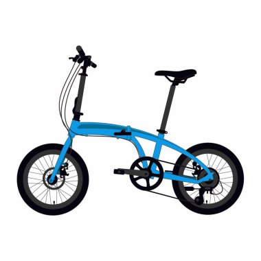 Katlanan bisiklet vektör illüstrasyonu. Mavi renk