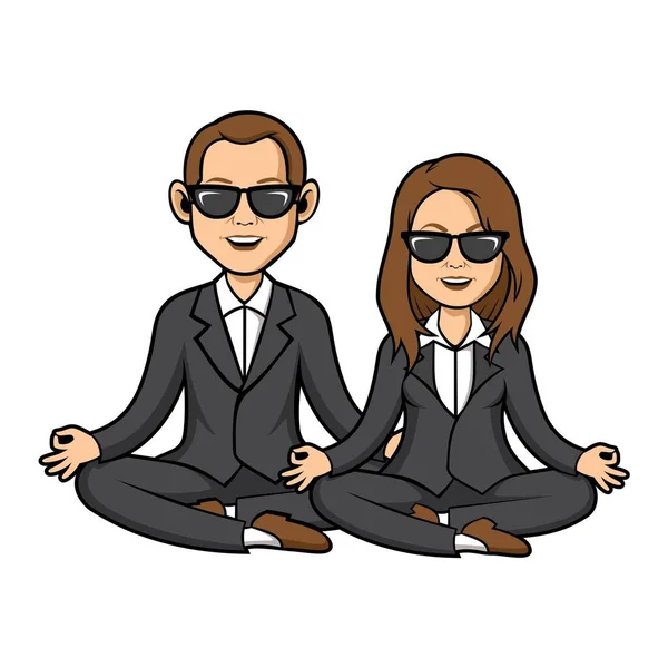 Dos Personas Negocios Ilustración Hombre Negocios Haciendo Yoga Para Relajarse — Archivo Imágenes Vectoriales