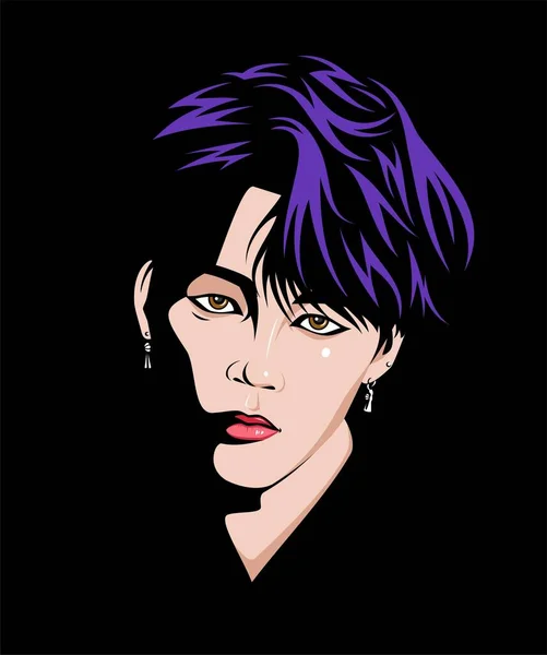 Jimin BTS vektör illüstrasyonu. Portre tasarımı