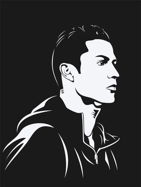 Ronaldo Silhouette Fußballspieler Aus Portugal Schwarz Weißer Hintergrund Vektordesign Illustration — Stockvektor