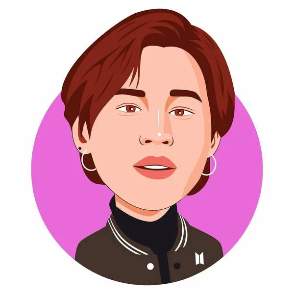 Sahne adı Jimin olan Park Ji Min BTS üyelerindeki sevimli çocuk. Karikatür vektör tasarımı