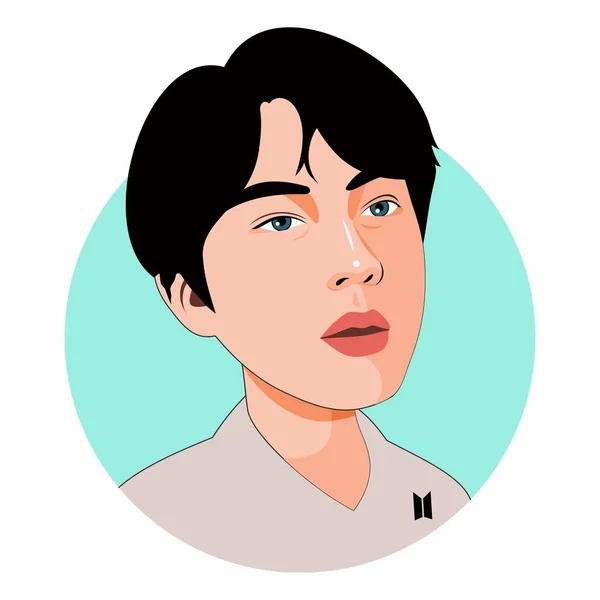 Jin sahne adıyla tanınan Kim Seok Jin BTS üyelerindeki yakışıklı çocuk. vektör illüstrasyonu