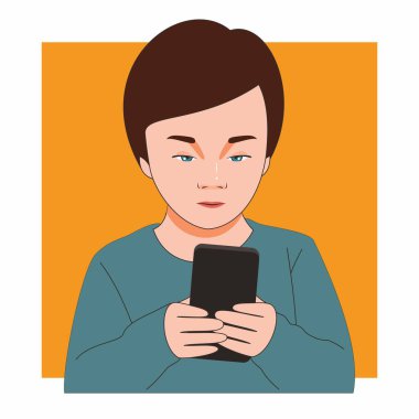 Çocuklar cep telefonuyla oyun oynuyor, akıllı telefon oyunu ikonu oynuyor. akıllı telefon oyunu oyun tasarımı izole arkaplan