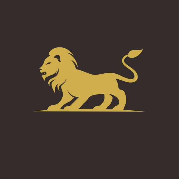 Silhouette León Oro Con Fondo Negro Simplemente Diseño Del Logotipo — Archivo Imágenes Vectoriales