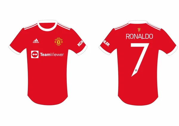 Přední Zadní Pohled Ronaldo Football Jersey Vektorový Obrázek — Stockový vektor