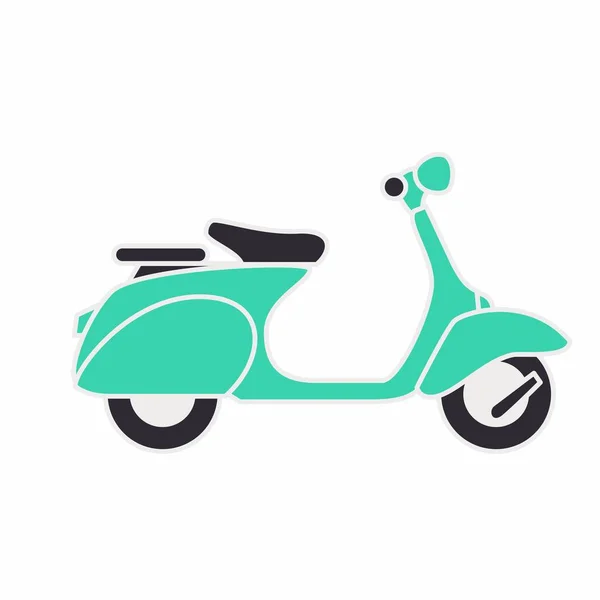 Scooter Vintage Verde Ícone Ilustração Plana Andar Moto Cidade — Vetor de Stock