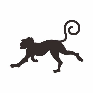 Siluet maymun ormanda yürüyor. soyutlanmış karikatür hayvan