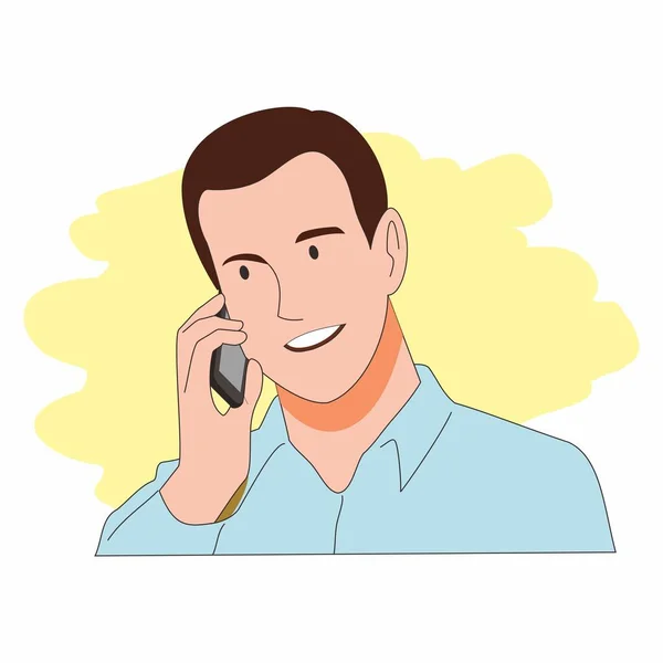 Adamı Müşterisinden Bir Telefon Alıyor Düz Tasarım Çizimi — Stok Vektör