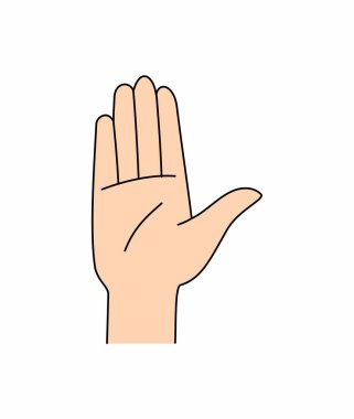 El hareketi durdurma. El işareti vektör illüstrasyonunun türleri. 