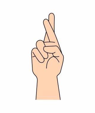 El hareketi iyi şanslar. El işareti vektör illüstrasyonunun türleri. 