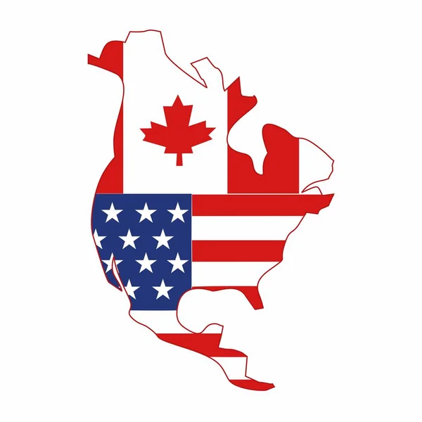 Bayraklı haritalar Kuzey Amerika vektör görüntüsü