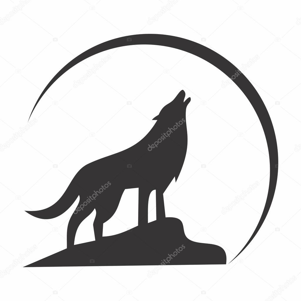 Wolf on the hill silhuette on white background illustration vector image