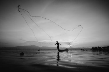 Balık tutma siluet atma