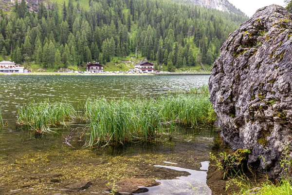 Utsikt Över Sjön Misurina Den Största Naturliga Sjön Cadore — Stockfoto