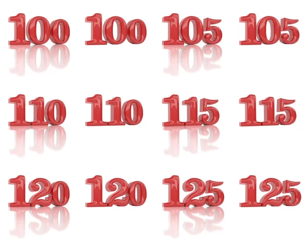 Numery trójwymiarowy obraz 100 do 125 — Zdjęcie stockowe