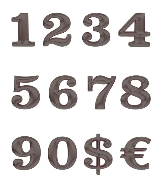 Metal numbers and currency signs — Stock Photo, Image