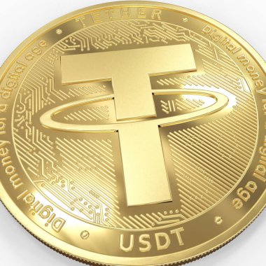 Bağla. Kripto para birimi Altın Paralar. Kripto para madenciliği. 3d illüstrasyon.
